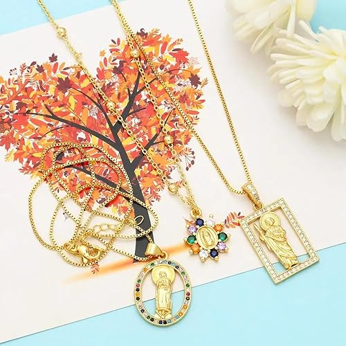 Miniatura 5 de Collar con colgante de San Judas de oro amarillo de 14 quilates con cadena Tadeo Saint Jude cadena de san judas tadeo para hombre Colgante San Judas