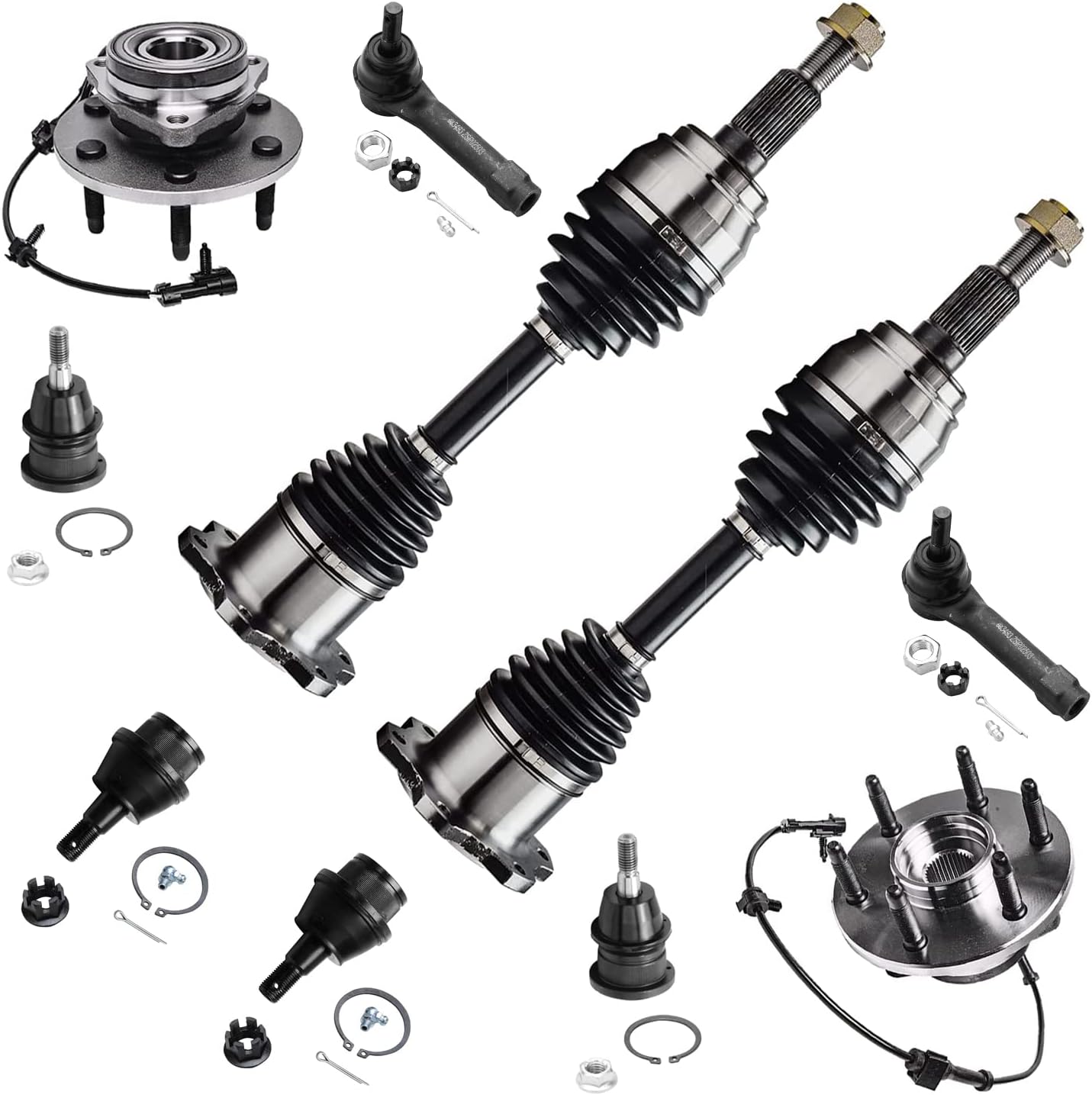 Detroit Axle 10pc Front Wheel Bearing Hubs CV Axles Kit