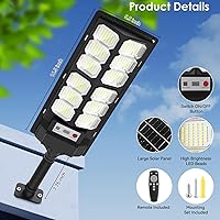 Vista 6 de 4-Pack Solar Street Lights Outdoor, 13000LM 6500K Waterproof LED Solar Flood Lights with Motion Sensor, Dusk to Dawn Solar-Powered Light for