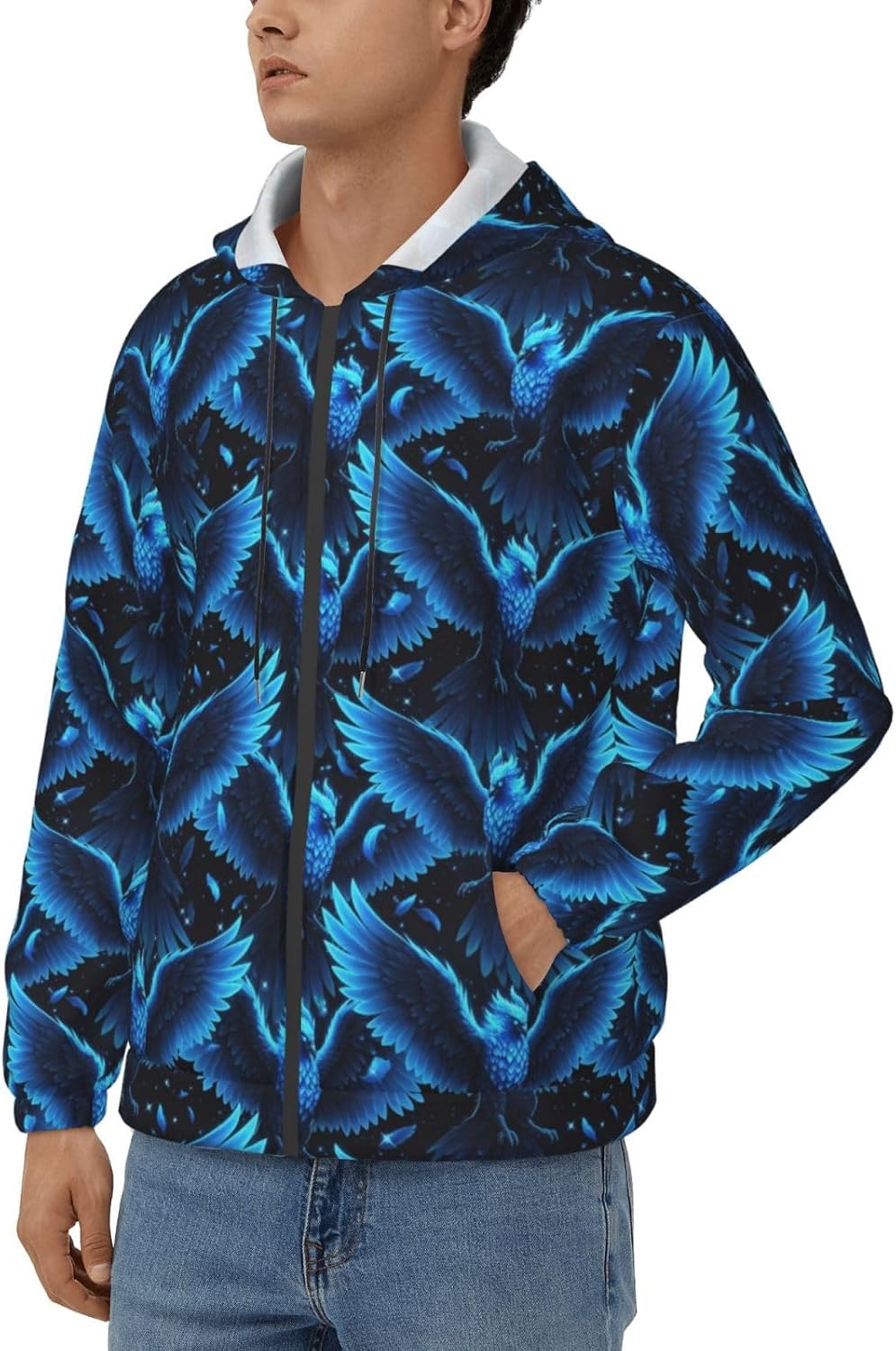 Supdreamc Men's Fleece-Lined Full-Zip Hooded Jacket with Pockets, Lightweight Fall Outerwear for Hiking & Camping