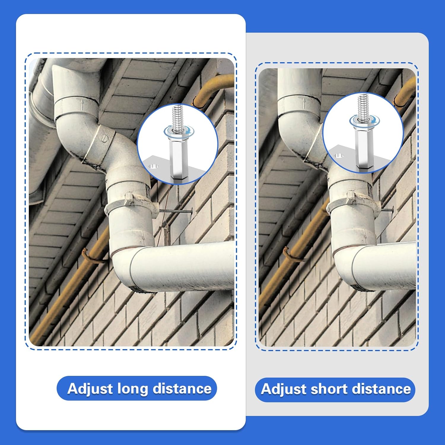 2 PCS 4 Inch Heavy Duty Adjustable Pipe Bracket, Galvanized Steel plit Ring Pipe Hanger, Pipe Bracket Clamp, Vent Pipe Wall Strap with Mounting Screws (4 Inch)