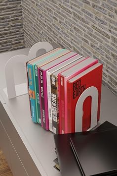 Risingmaber Decorative White Classic Metal Book Holder, Book Support (Binary Set) MK4B