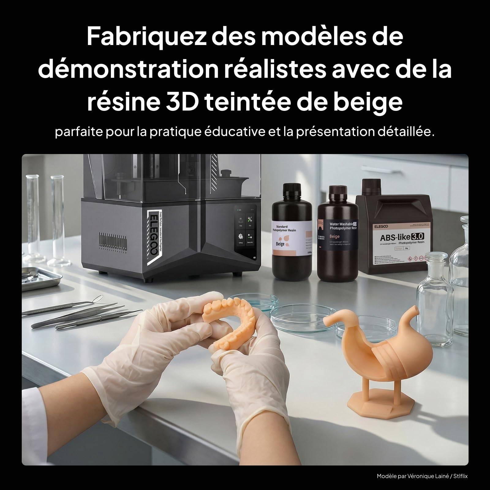 ELEGOO Résine ABS Like Lavable à l'Eau pour Imprimante 3D Beige 2000g