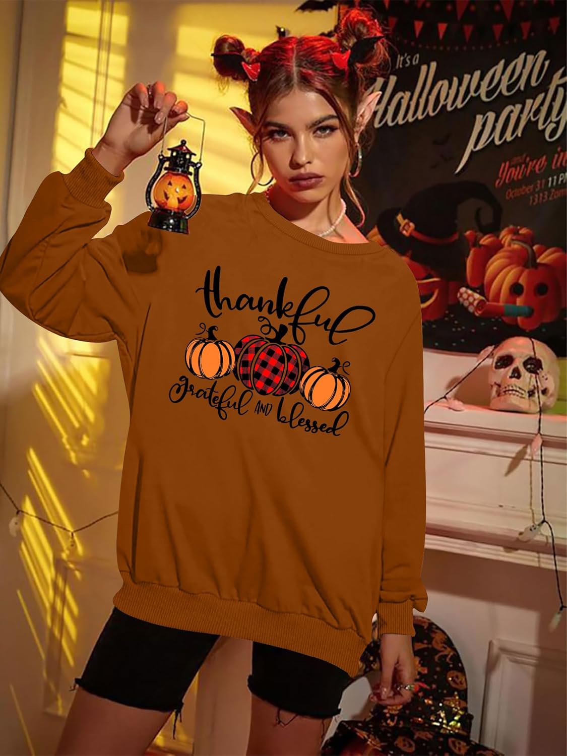 YI XIANG RAN Thanksgiving Sweatshirt Women Friends Turkey T-Shirt: Friendsgiving Long Sleeve Turkey Giving Pullover Tops - Image 3