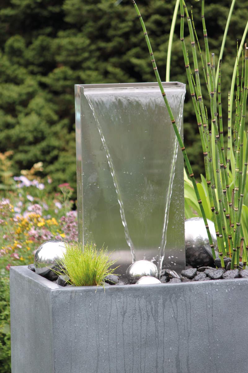 Oase 70774 Waterfall Kit 30 - Edelstahl-Wasserfall in 30 cm Breite, für Wasservorhänge mit Unterbau zur Bodeninstallation in Flachwasserzonen oder am Gartenteich
