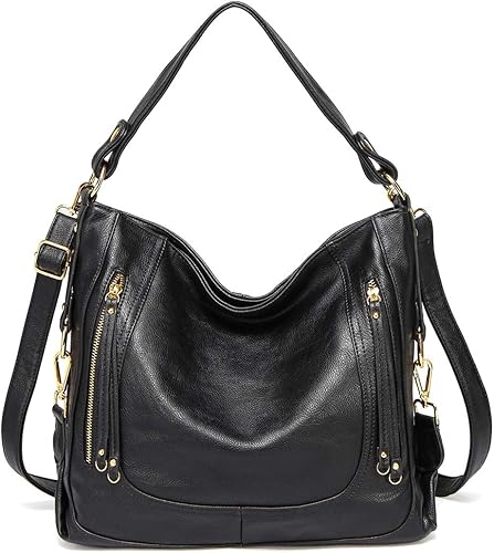 Kasqo - Bolsas de piel grandes para mujer, con correa desmontable