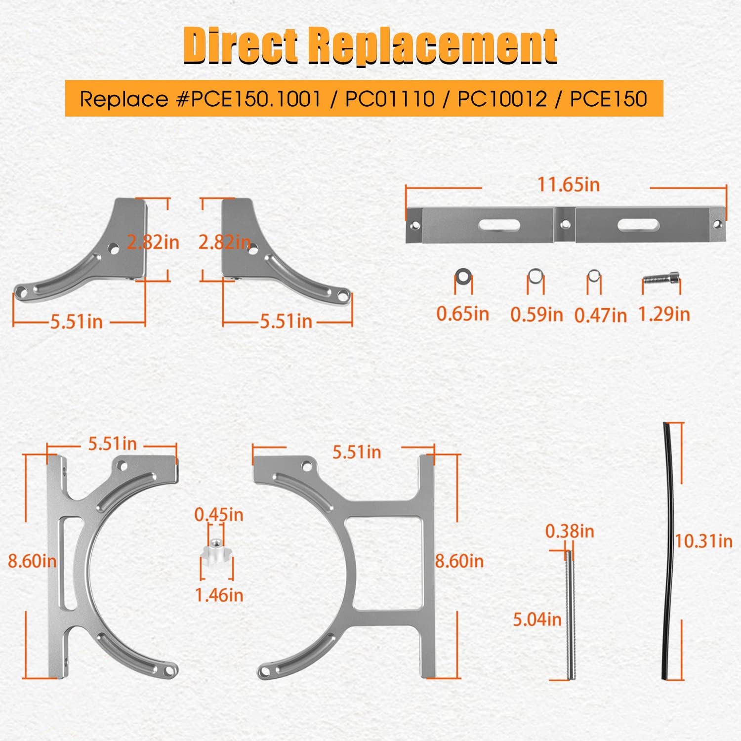 PCE150.1001 Nitrous Oxide Nos Aluminum Single Bottle Holder Bracket for All Vehicles with 10lb Bottles, or Bottles in 7" Diameter, Replace for Part Number PC01110, PC10012, PCE150