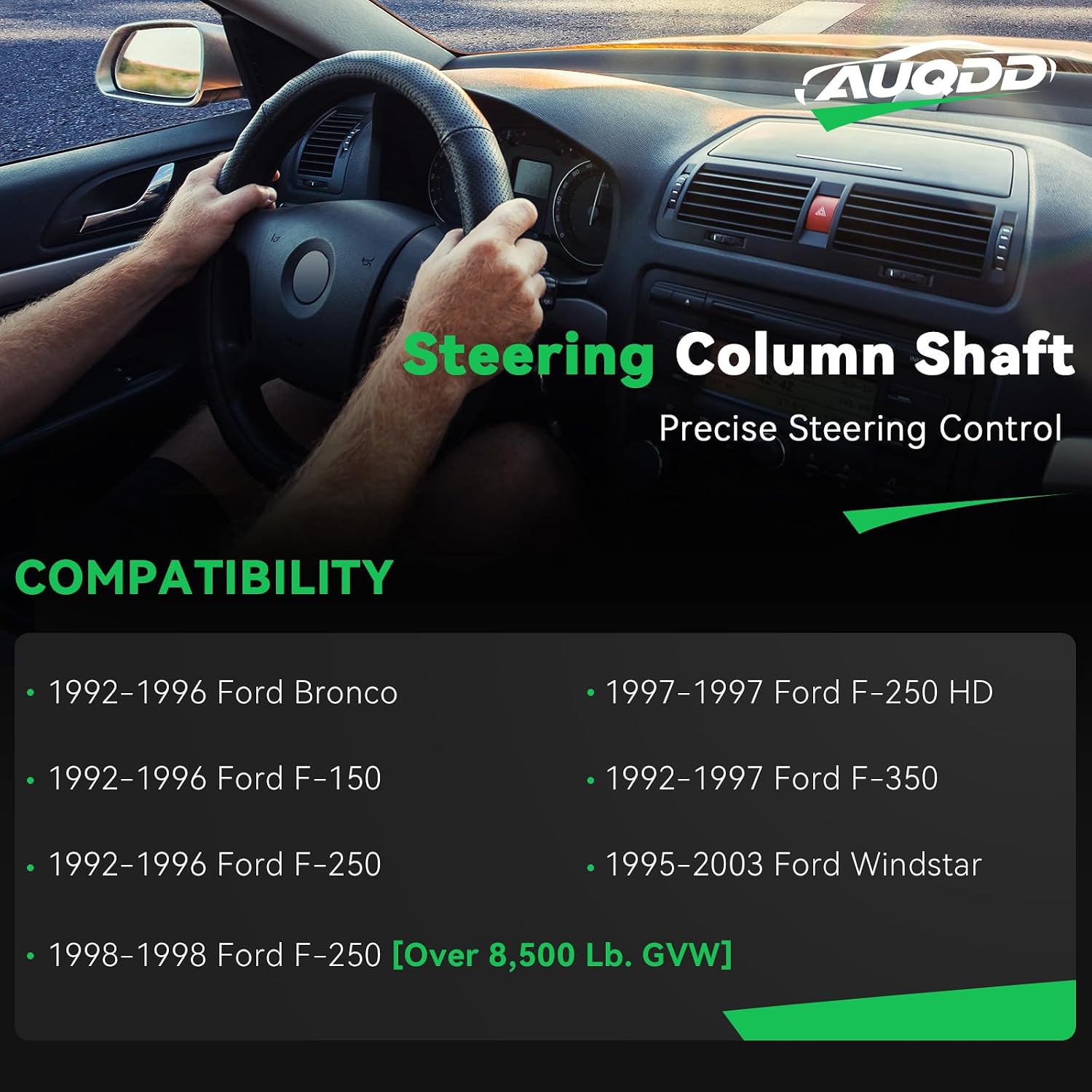 AUQDD Steering Shaft w/U Joint Coupler Fit for 92-96 Fo-rd Bronco F-150 F-250 [1997 F-250 HD ] 92-97 F-350 [95-03 Ford Windstar ](Steering Column Replace # 425-350 425-353 F7TZ-3B676-AA F7TZ3B676AA)