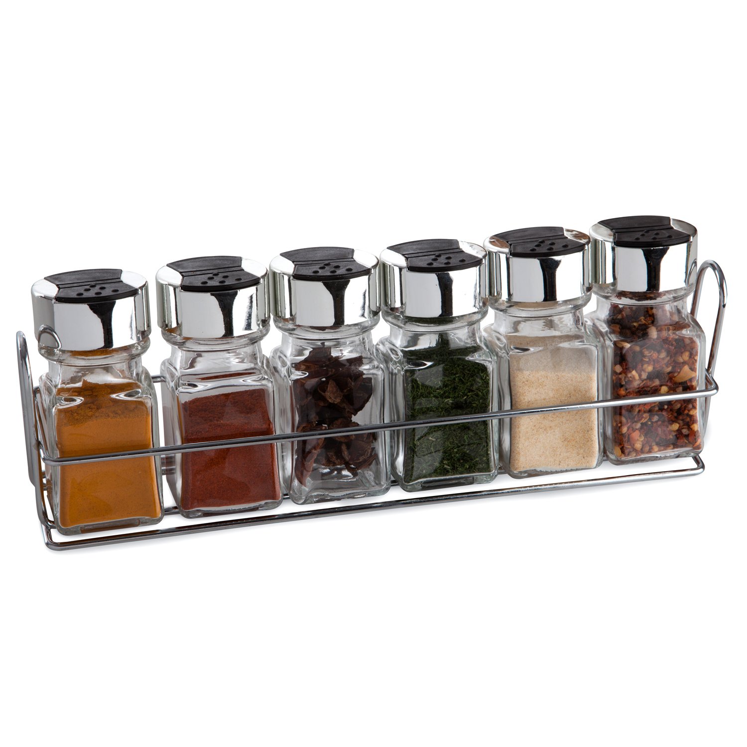 Sabichi Silver 6Pc Spice Rack & Jars, 28.5 X 5.4 X 10.5 Cm