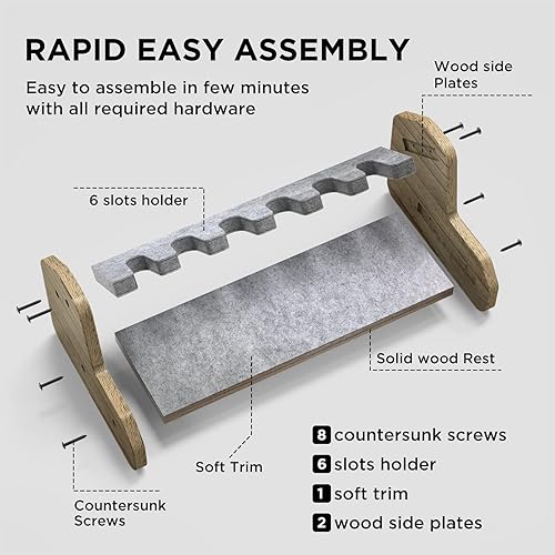 Miniatura 9 de Estante para pistola para 6 pistolas seguro para almacenamiento  Accesorios organizador de soporte de pistola  Soporte para pistola con superficie