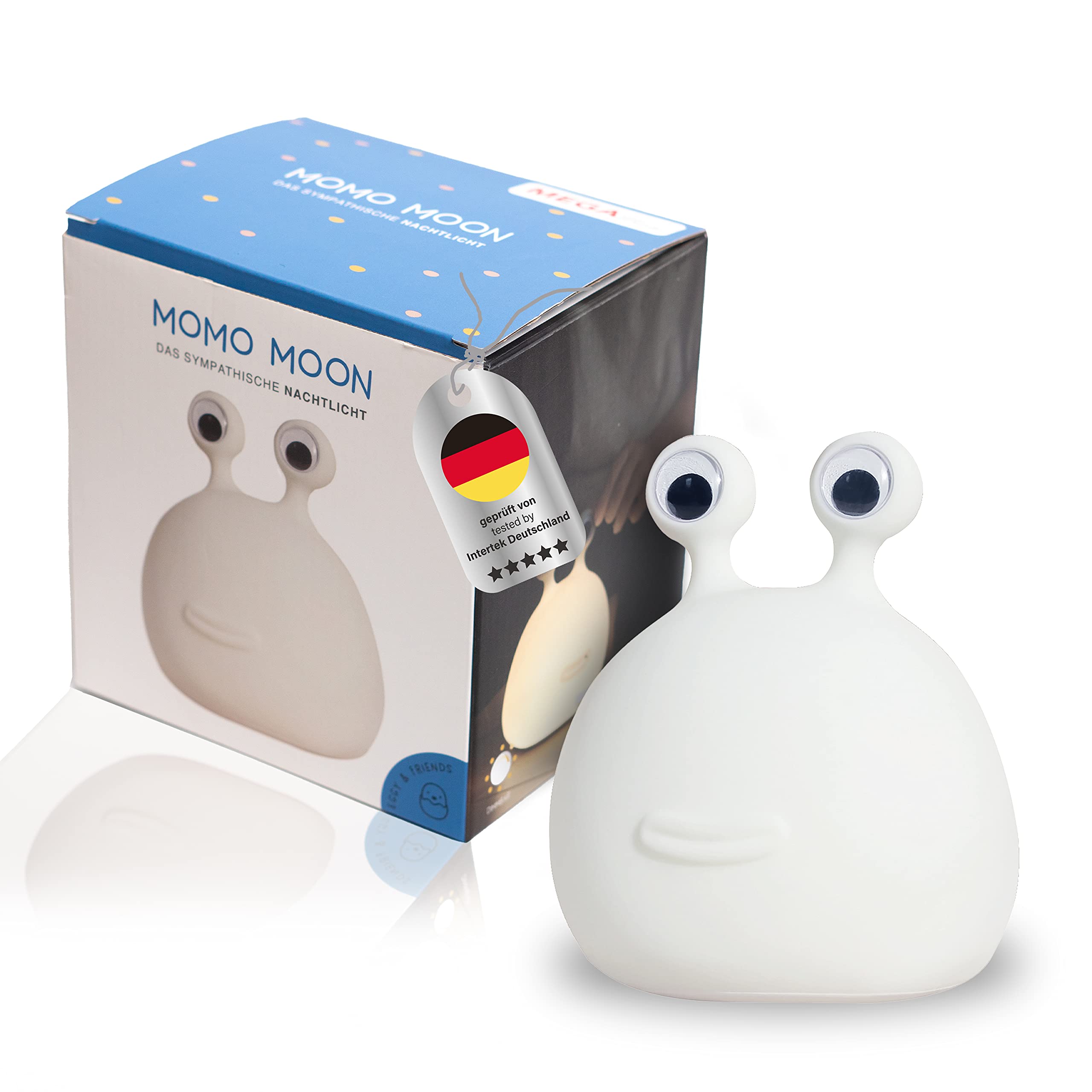 MegaLight LED Nachtlicht Kinder | Nachtlicht Baby ohne verschluckbare Kleinteile | Stilllicht dimmbar | Nachtlampe für Kinderzimmer Touch USB | Momo Moon