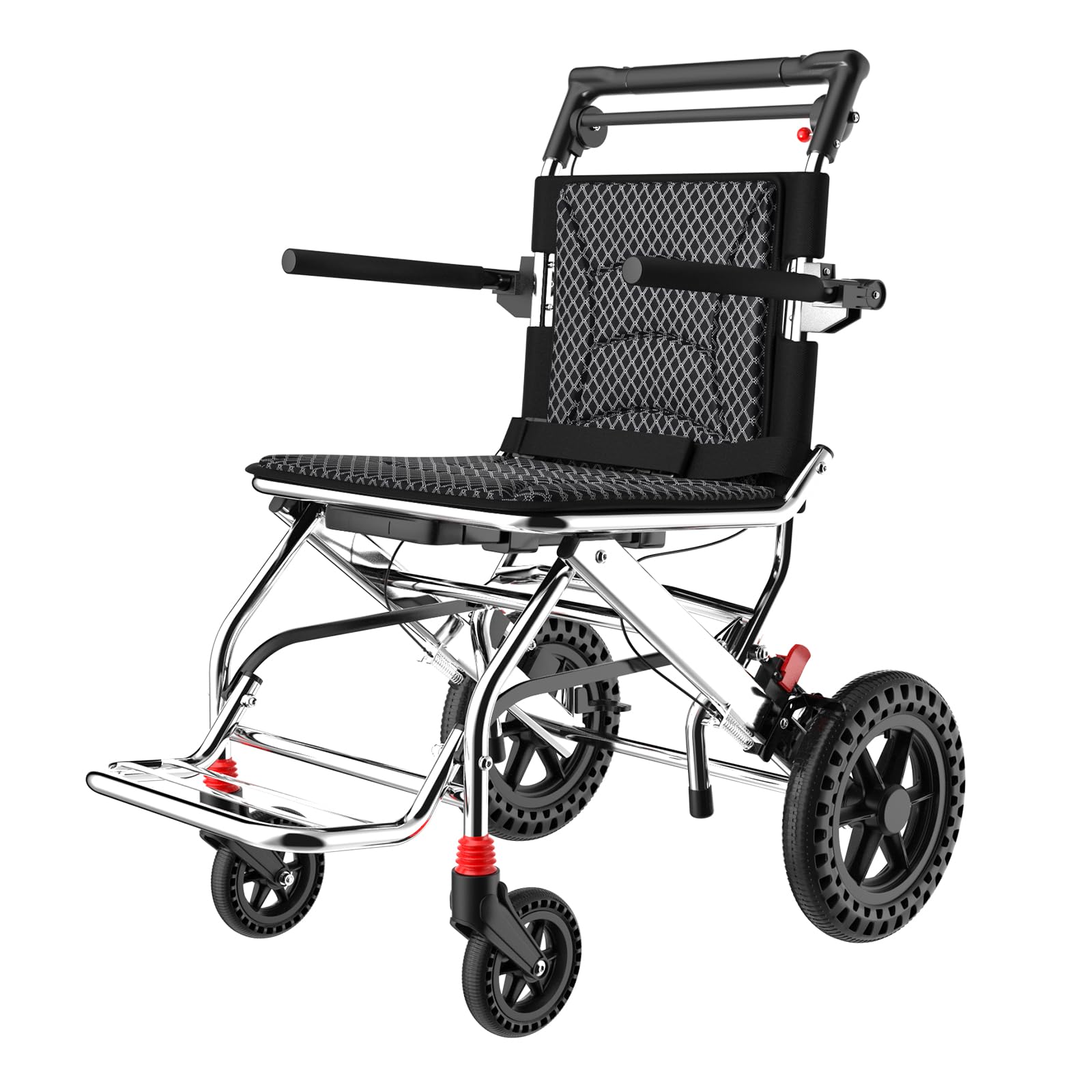 SXSLTSA Travel Wheelchairs Folding Lightweight for Kids and Adults - Portable Boarding Traveling Wheelchair with Swing Away Footrest and Bag