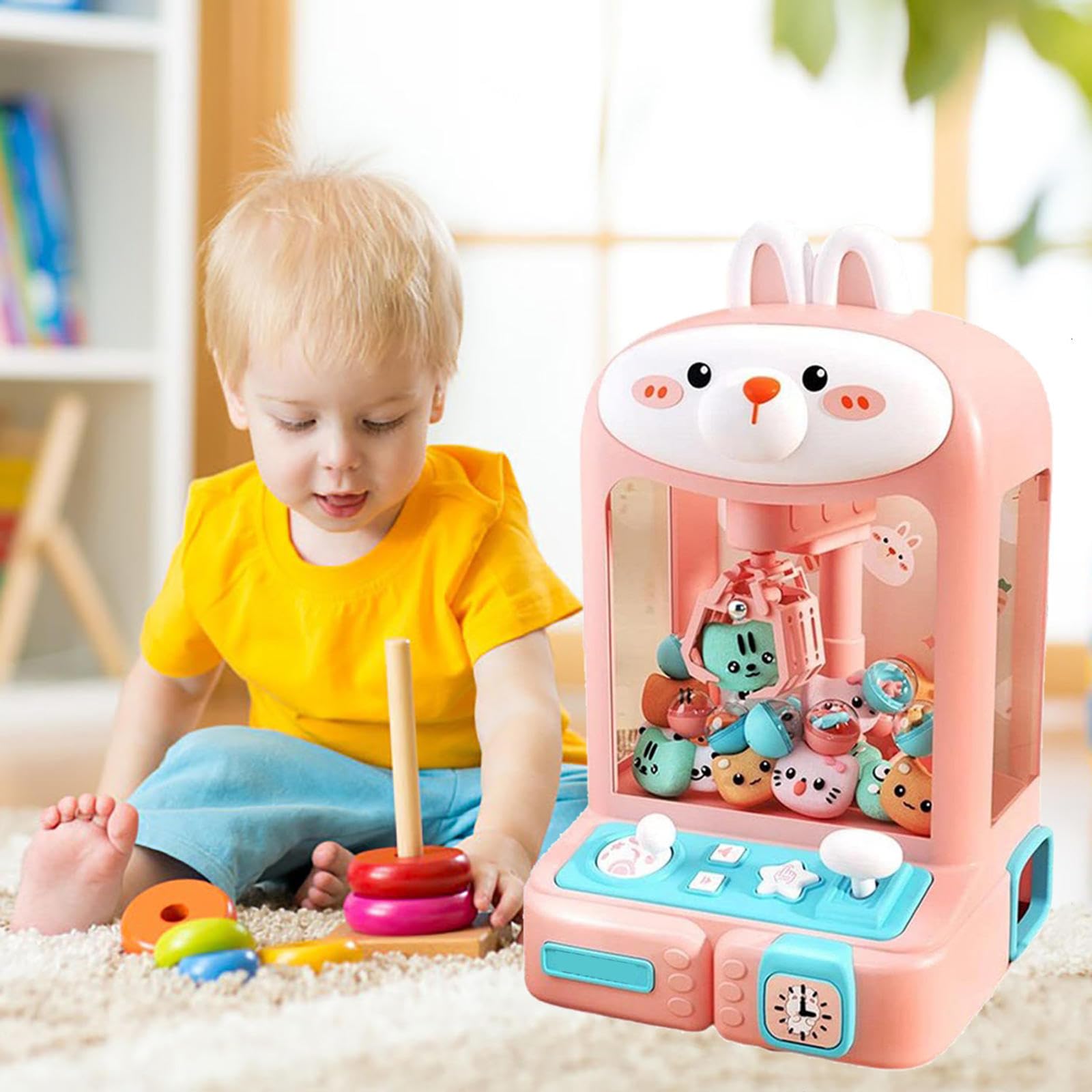 Machine à Pinces pour Enfants , Candy Arcade avec Lumières Et Musique,30 Peluches Et 10 Gashapons , Mini Machine À Griffes Jeu Amusant,Cadeau pour La Fête,Bear