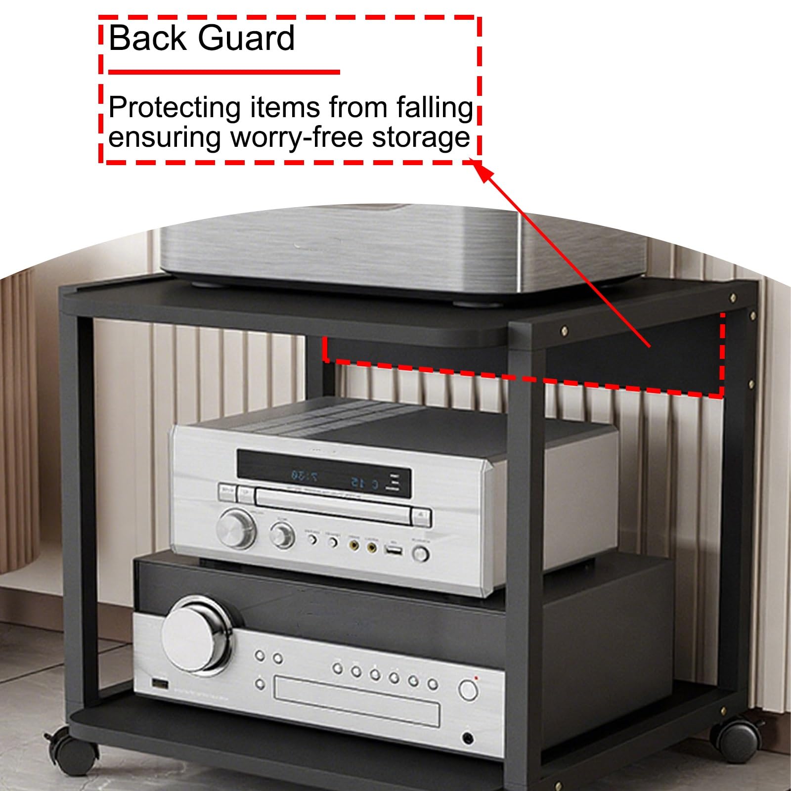 Moderner TV-Ständer, multifunktionales Entertainment-Center, 2-stöckig, AV-Media-Player-Regal, offenes Design, Netzwerk-Rack für IT- und AV-Geräte (50 cm)