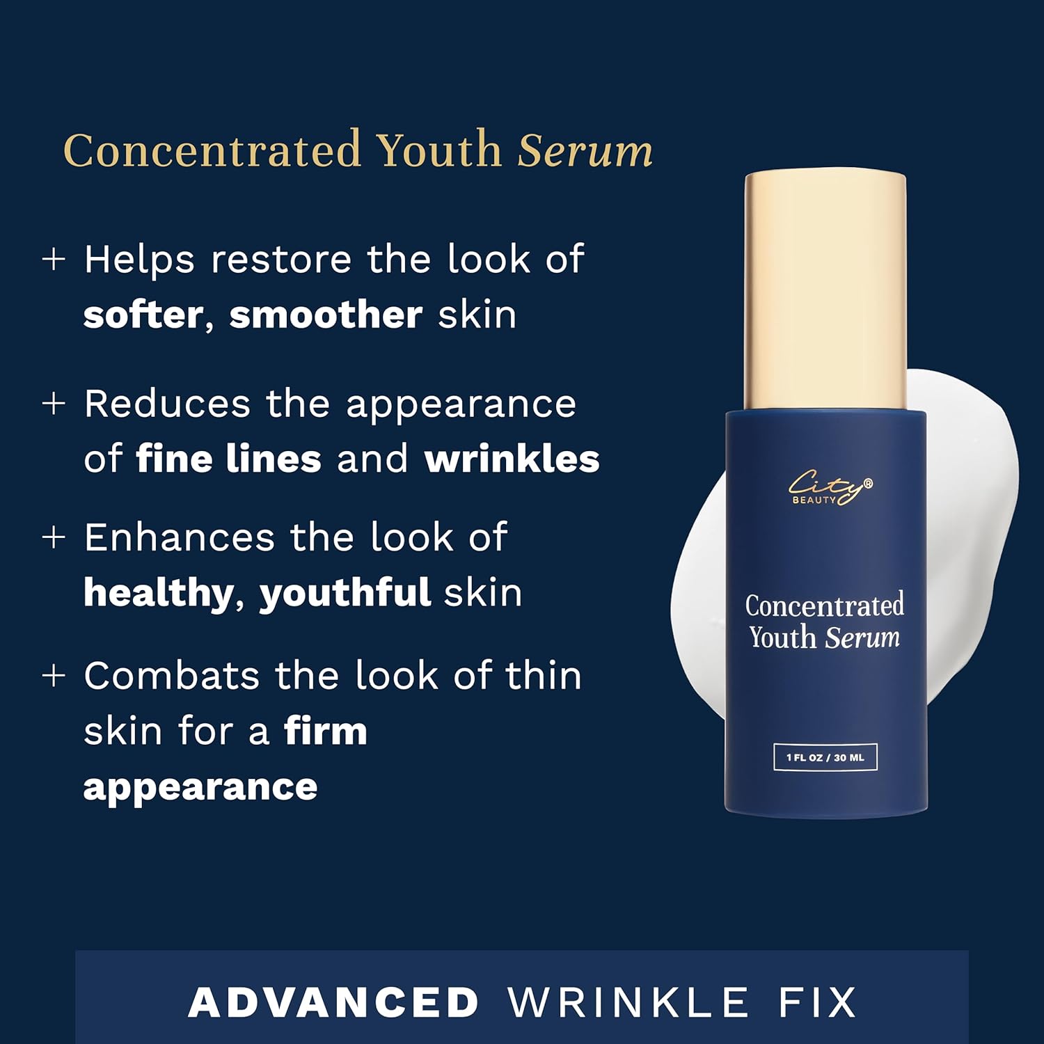City Beauty Concentrated Youth Serum - Anti-Aging Face Serum - Firm & Smooth - Light-Activated Wrinkle Solution With Advanced Enzymes - Visibly Smooths Fine Lines & Wrinkles - Image 3