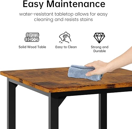 Miniatura 5 de AWQM Juego de mesa de comedor de 5 piezas, juego de mesa de comedor para 4, mesa de altura de mostrador y 4 taburetes de bar, juego de comedor de