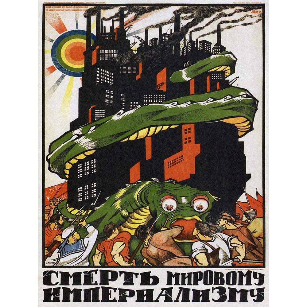 Wee Blue Coo Soviet Union Death To Imperialism Communism Vintage Art Print Poster Wall Decor 12X16 Inch