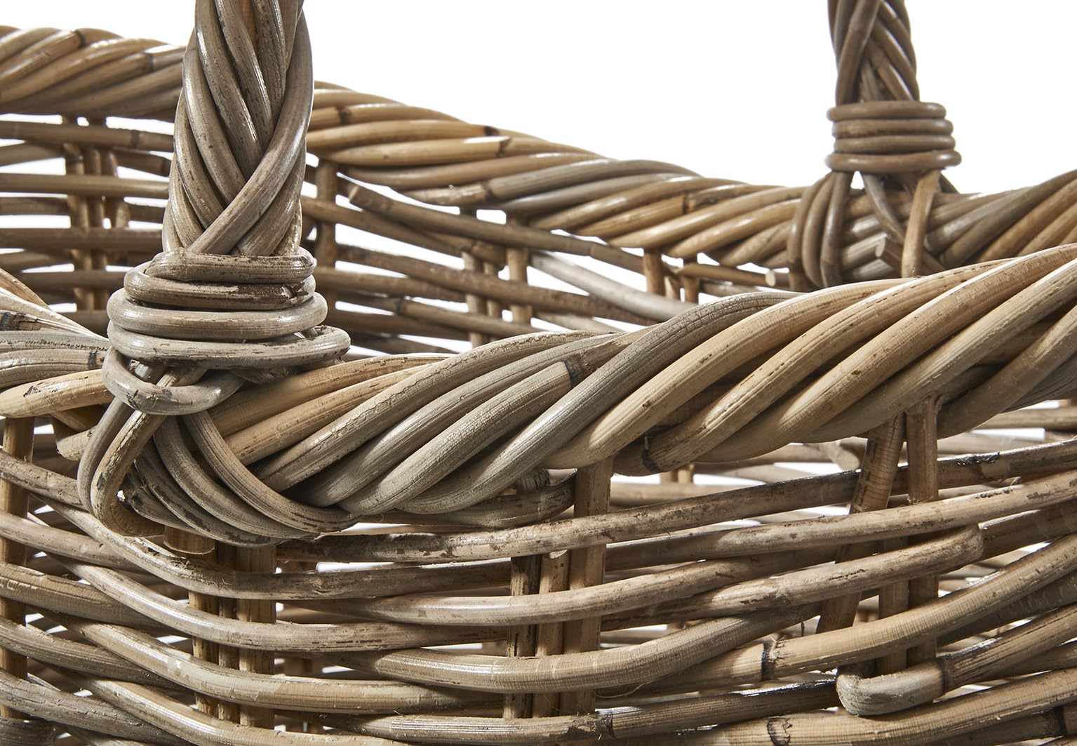 Kobolo Einkaufskorb EMMA aus Rattan in 50x40x37 cm Kubu Grey