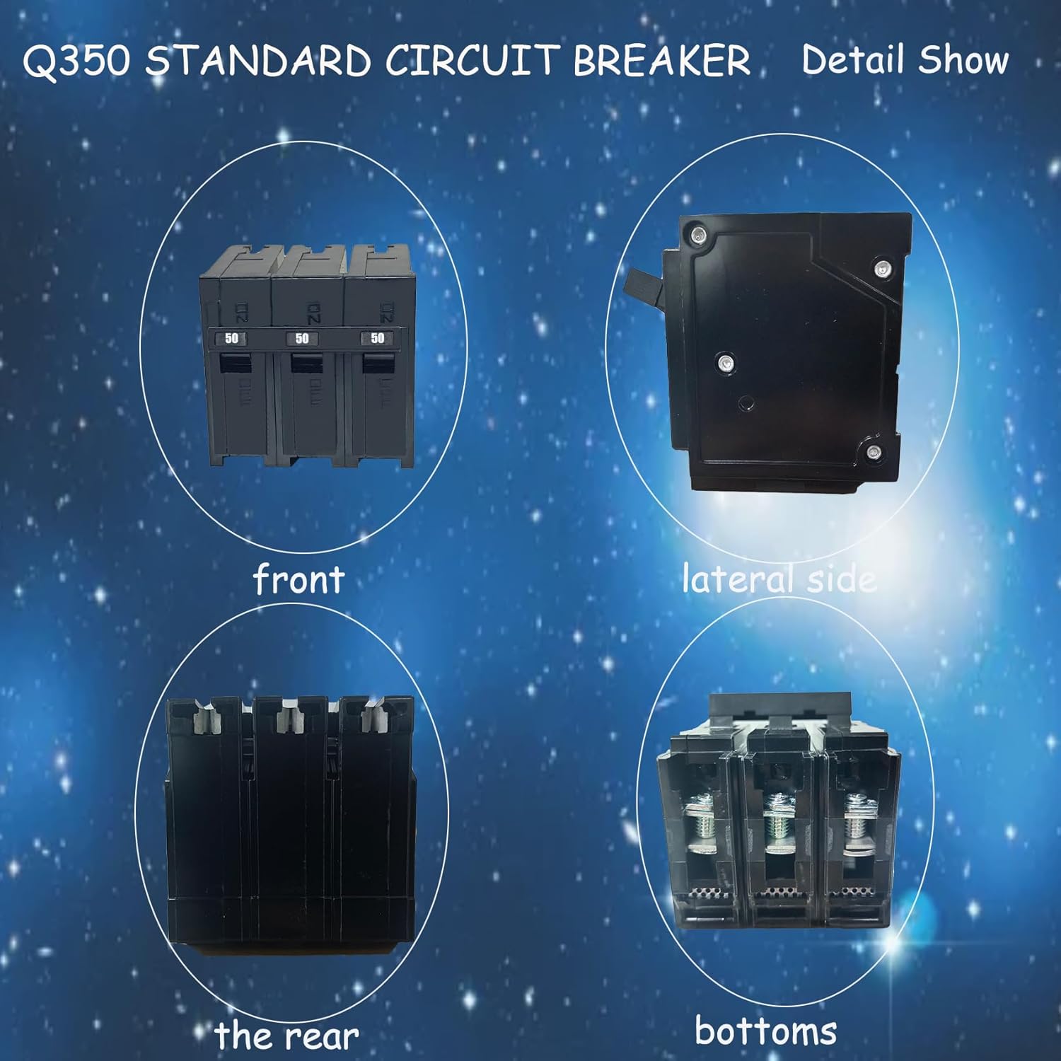 Q350 Circuit Breaker 3-Pole 50-Ampere, 120/240v, with Thermal Magnetic Protection. It is Suitable for Some Control Panels of Siemens and is an Insertable QP Circuit Breaker for Circuit Load Centers.