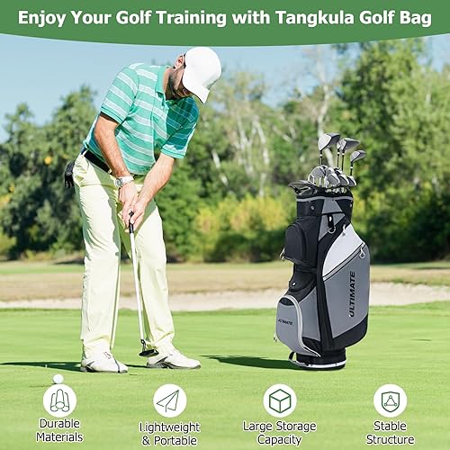 Vista 6 de Tangkula Bolsa de carrito de golf, bolsa ligera para palos de golf con divisores de 14 vías superior y bolsa refrigeradora, bolsillo impermeable
