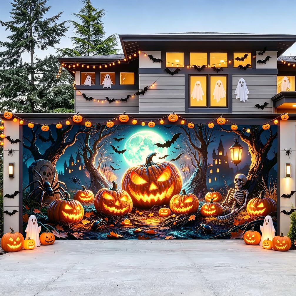 ZFFLYH Halloween Decorations Garage Door Cover Banner Backdrop 16X7 Ft โ image 1