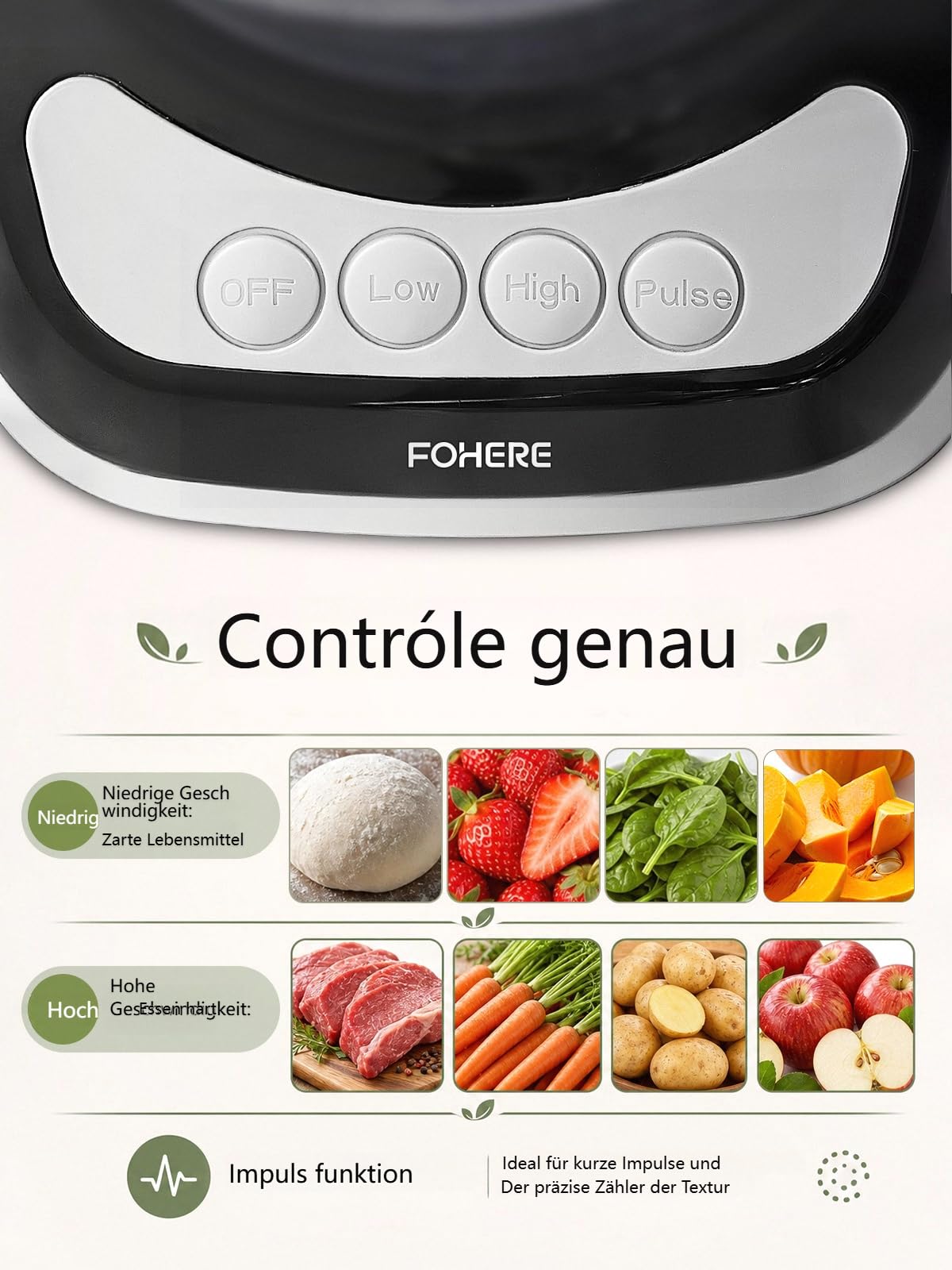 Food Processor 2.3L, Küchenmaschine, 2-in-1 Futterrutsche, 3 Geschwindigkeiten, All-in-One: Hacken, Raspeln, Pürieren, Teig, Ein-Knopf-Bedienung & Pulsfunktion