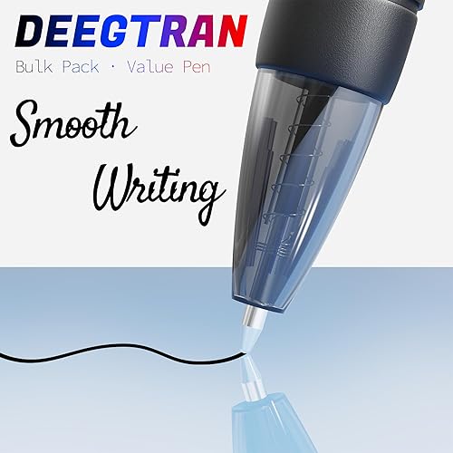 Miniatura 3 de Deegtran Bolígrafos a granel, paquete de 30 bolígrafos de tinta negra que no manchan con agarre suave, bolígrafos retráctiles de bola al por mayor