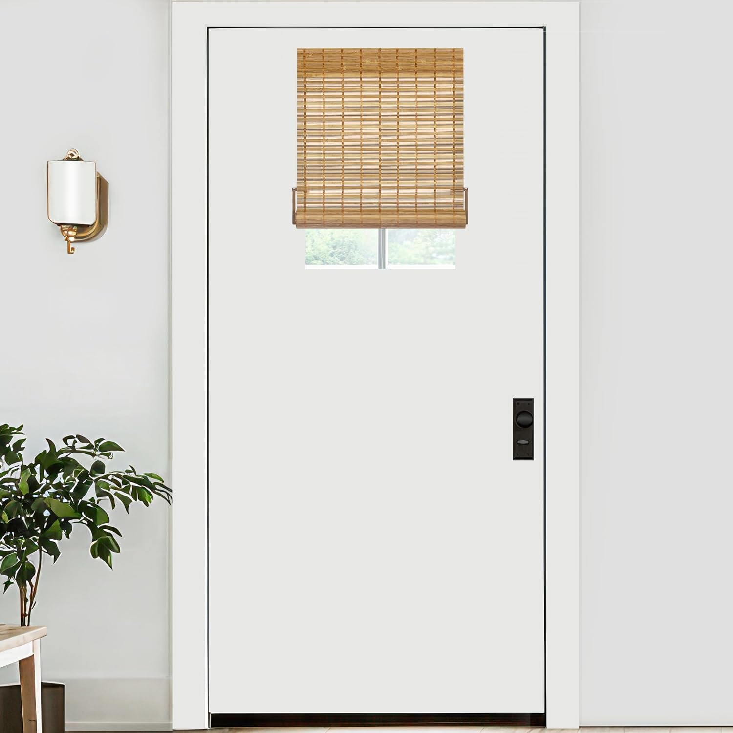 LazBlinds No Tools No Drill Bamboo Roller Shades, Cordless Bamboo Blinds, Light Filtering Roll Up Blinds for Windows, French Door, Porch or Patio, 18'' W x 24'' H, Squirrel Squirrel 18'' W x 24'' H