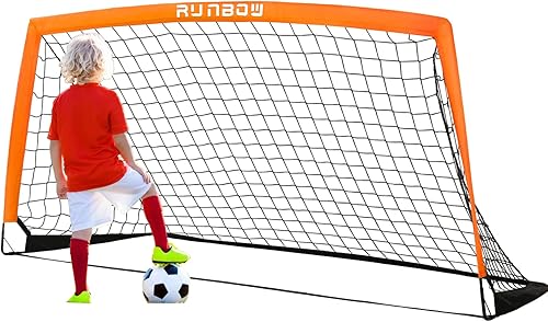 Miniatura 8 de RUNBOW Portería de fútbol infantil de 6 x 4 pies con bolsa de transporte, red de fútbol plegable portátil para entrenamiento de práctica en el patio
