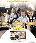 Luckview BM5PRO Moniteur de voiture de bébé double caméra, 7.2 1 cm 1080P Ecran de partage, vision nocturne infrarouge automatique, 360 Mont de l'appuie-tête de degré, pour deux enfants et voyage en famille (Yellow)