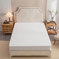 Vista 4 de PURE ERA Sábana bajera ajustable de algodón de punto de jersey (sin sábana encimera ni fundas de almohada), bolsillo extra profundo de hasta 15 a 20