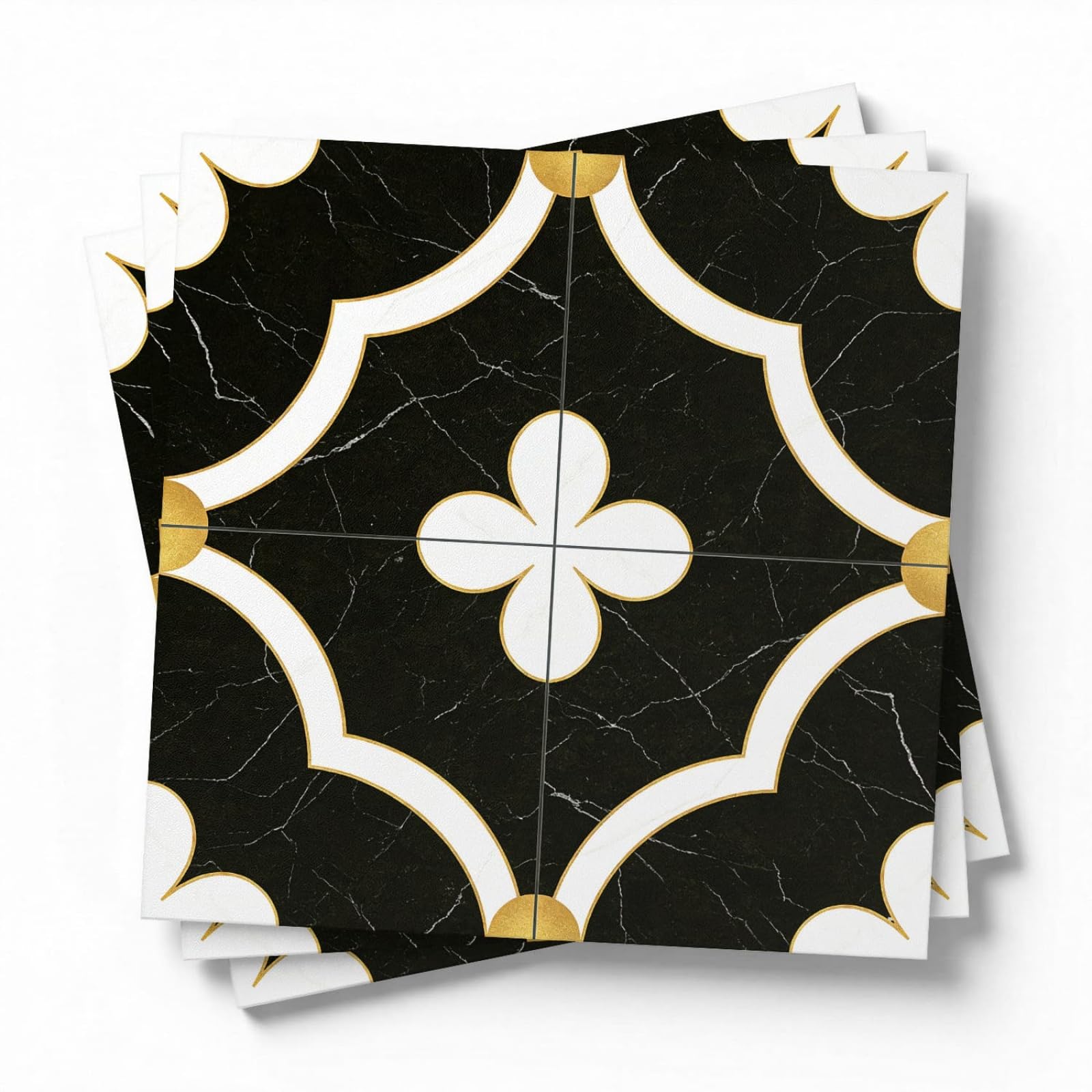 LMYSXAOZ Stick on Kitchen Tiles Black Pattern Self Adhesive Wall PVC for Fireplace Surround Furniture Decoration Backsplash Bathroom Tile Stickers Waterproof