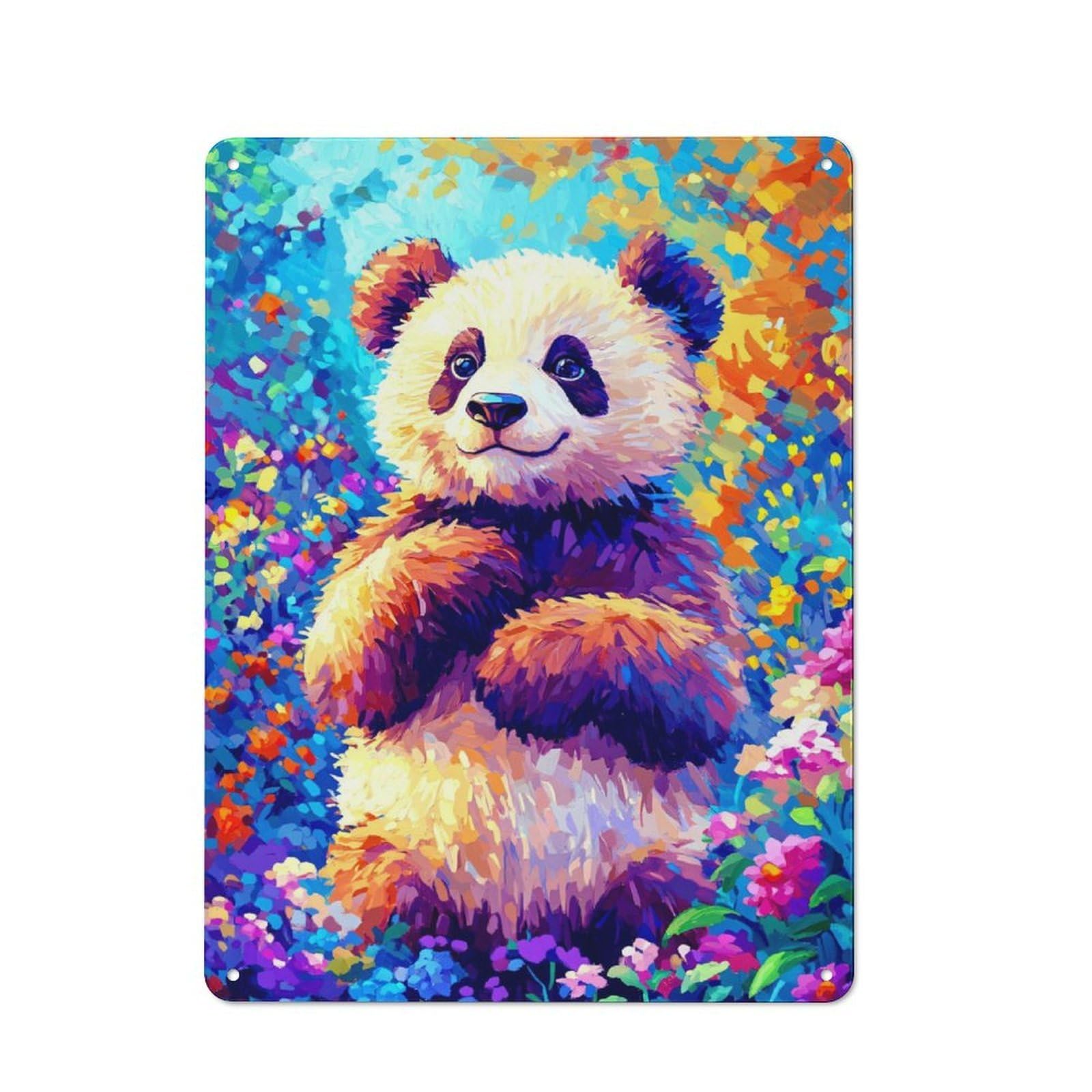 Junmoney Smiling Panda Printed Metal Sign 40X30cm For Café Or Restaurant, For Hospitality Interior Collectors