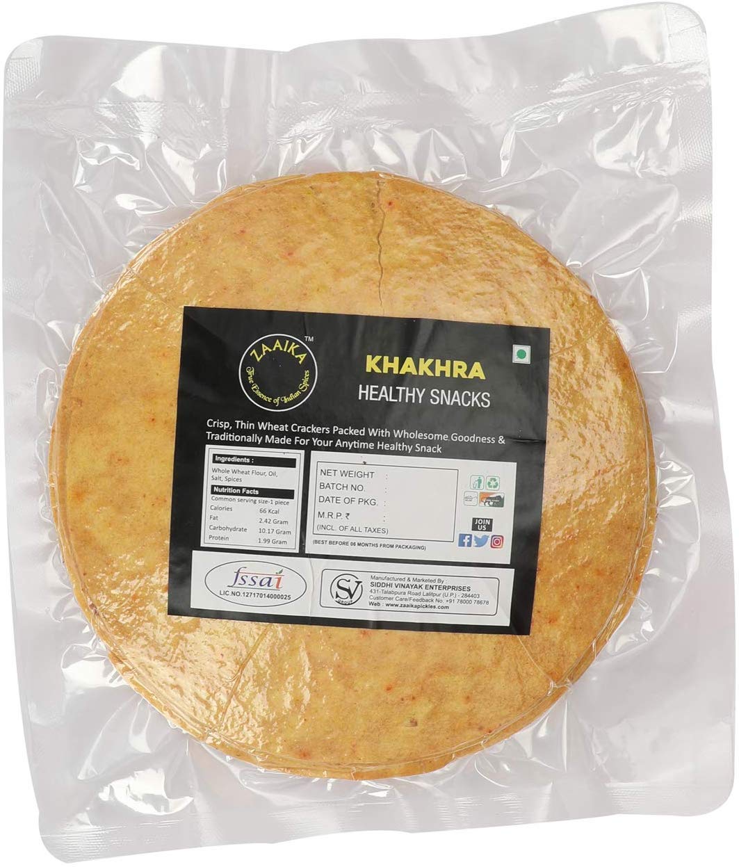 ZAAIKA Gujrati Snacks Plain Flavour Khakhra - 400 gm(Pack of 200 gm Each Flavour)