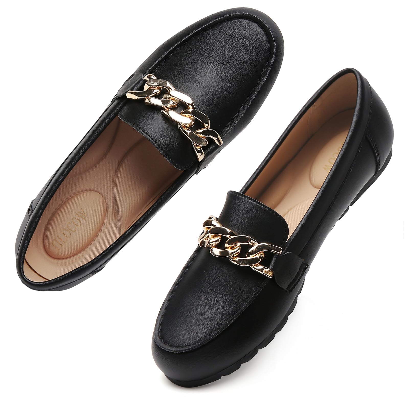 Tilocow Loafers for Women Comfortable Flat Casual Slip On Shoes Leisure Bussiness Work Ladies Shoes Lightweight Walking Flats with Arch Support（The