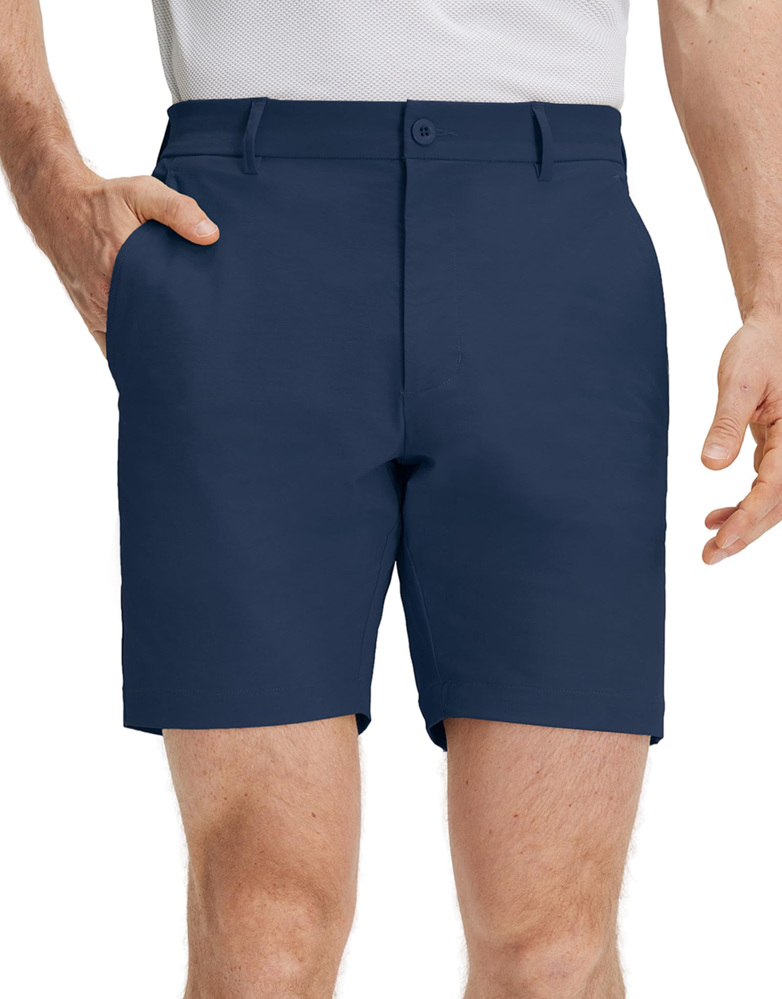 M MAELREG Golf Shorts Men 7 Inch 5 Pockets Cotton Blend Water-Resistant Flat Front Flex Solid Casual Mens Dress Shorts