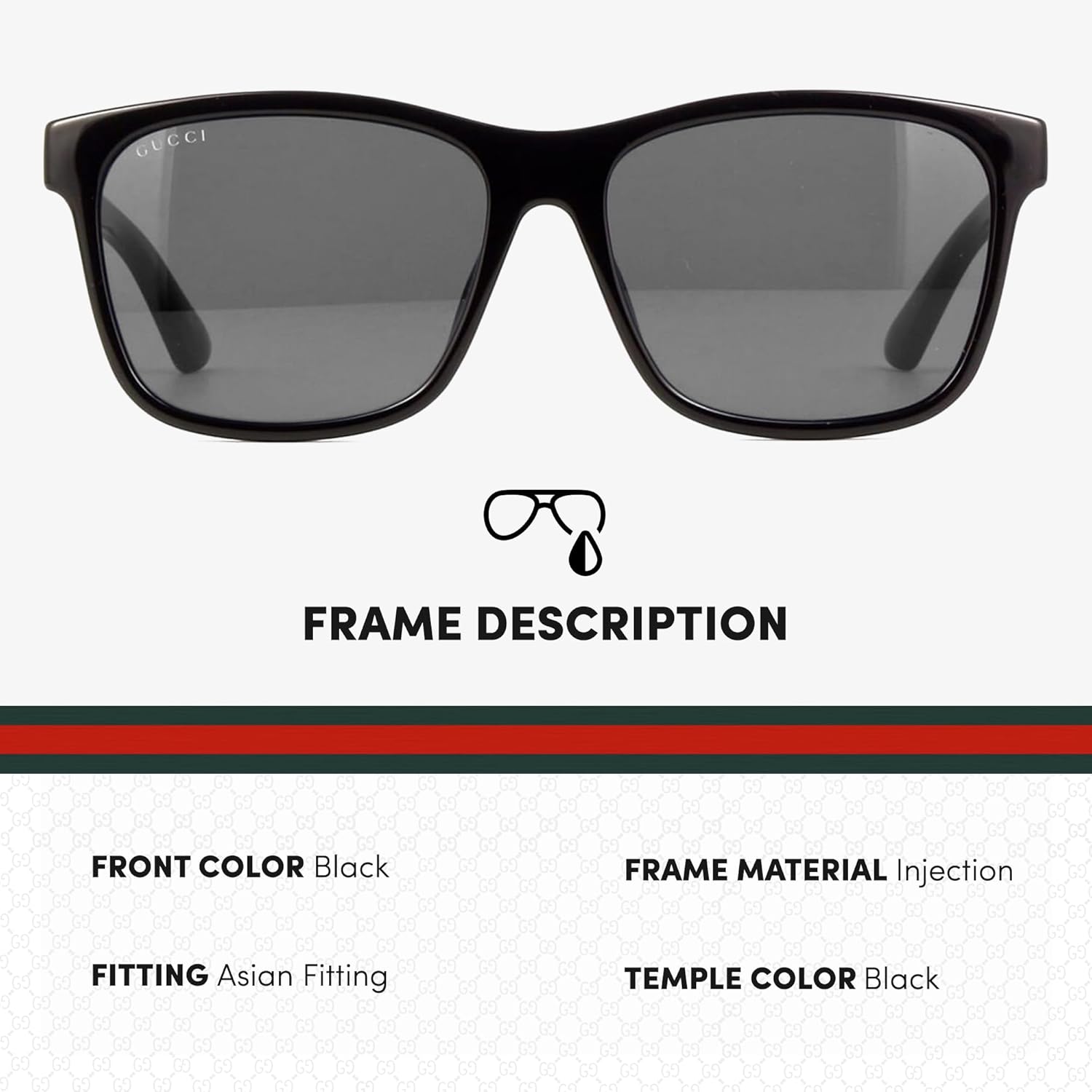 Gucci GG0746SA Lettering Logo Rectangular -Shaped Non-Polarized Sunglasses for Men – Includes Luxury Eyewear Kit – Black Frame with Gray Lens - Image 2