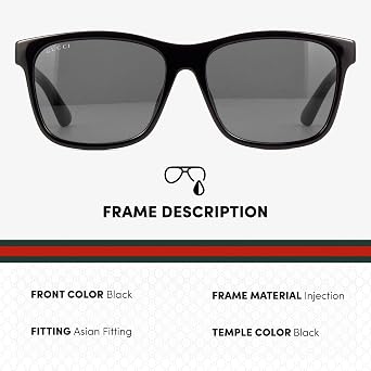Gucci GG0746SA Lettering Logo Rectangular -Shaped Non-Polarized Sunglasses for Men Includes Luxury Eyewear Kit Black Frame with Gray Lens