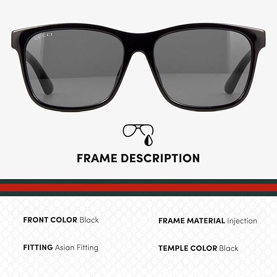 Gucci GG0746SA Lettering Logo Rectangular -Shaped Non-Polarized Sunglasses for Men Includes Luxury Eyewear Kit Black Frame with Gray Lens