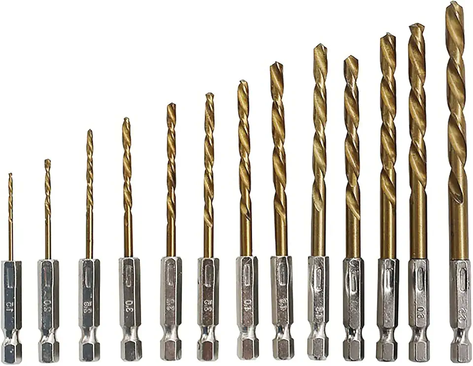 Conjunto de Brocas Hexagonais, Brocas Hexagonais Revestidas de Titânio Hss, Brocas de Aço Rápido Para Metal, Madeira, Plástico, Alumínio E Ferro Fino, Ferramentas de Perfuração de Troca
