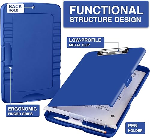 Vista 90 de Sooez Portapapeles con almacenamiento, tableros de clip de alta capacidad de 8.5 x 11 pulgadas con almacenamiento, carpeta de portapapeles de Rosa