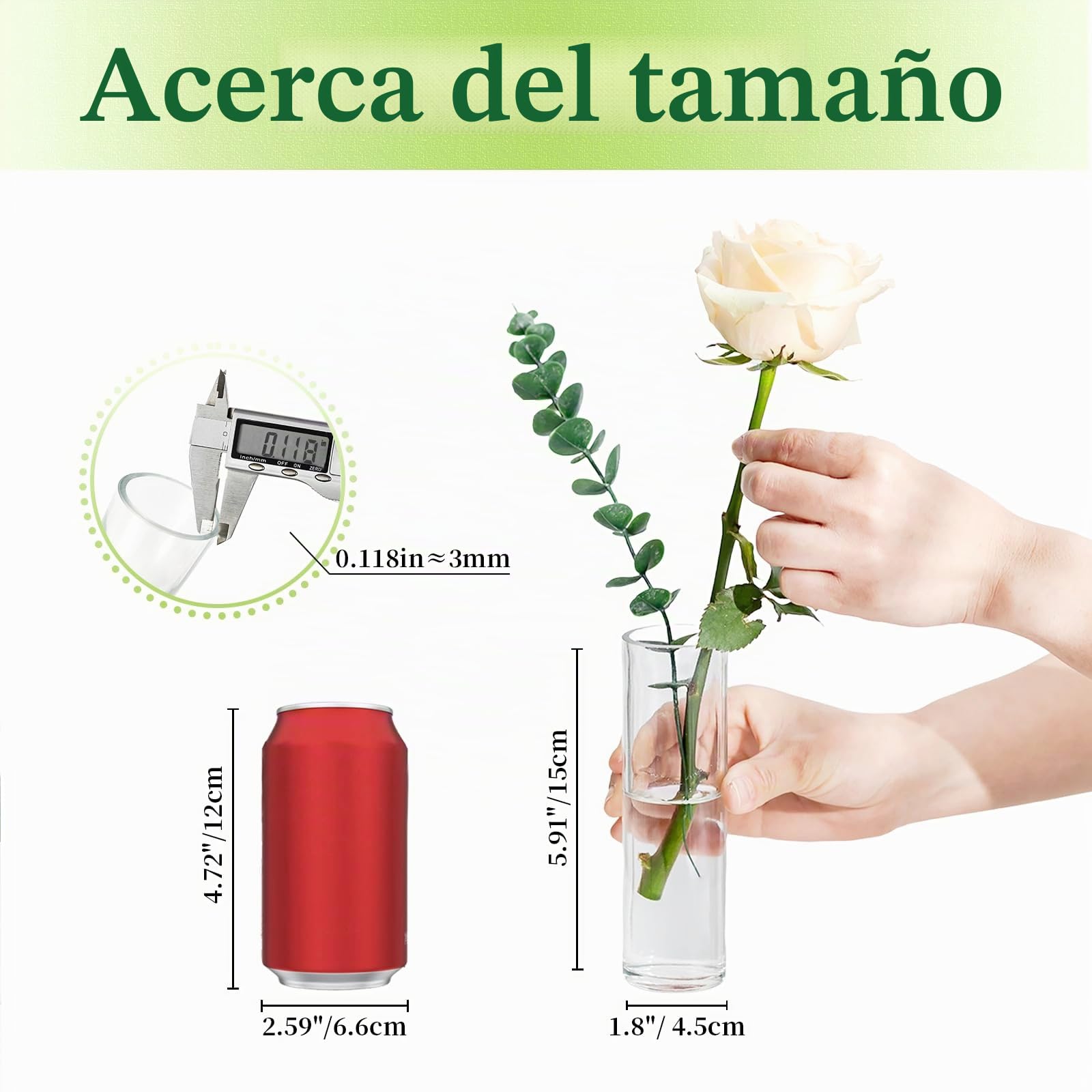 Hewory 24 jarrones pequeños para decoración de mesa de boda: juego de jarrones pequeños de cristal para decoración de boda – 15 cm jarrón de cristal cilindro jarrón pequeño jarrón cilíndrico para