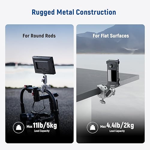 Miniatura 3 de Neewer Abrazadera súper con brazo mágico de cabeza de bola doble de 3 pulgadas, orificios de localización ARRI de 38 pulgadas, tornillo de 14
