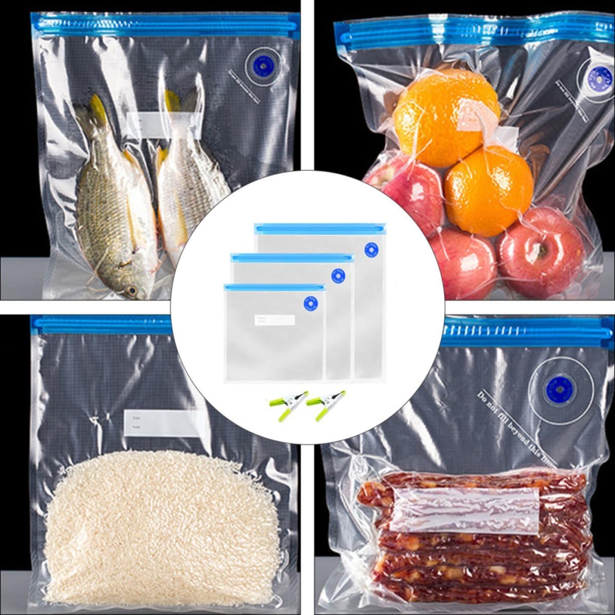 22pcs Food Vacuum Compression Bags PE Pa for Snacks Corns