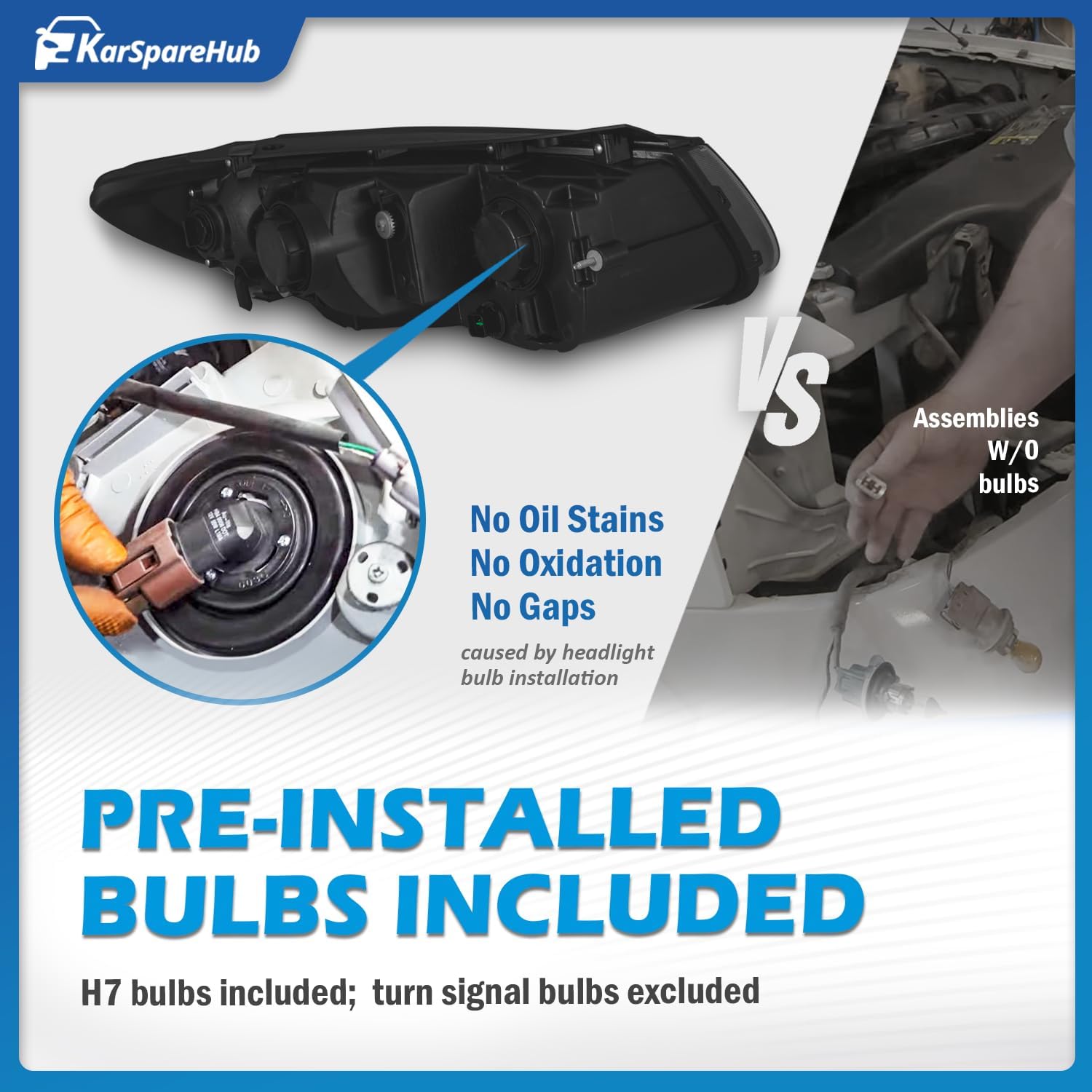 Headlights for 2007-2012 Hyundai Santa Fe (Bulbs included)