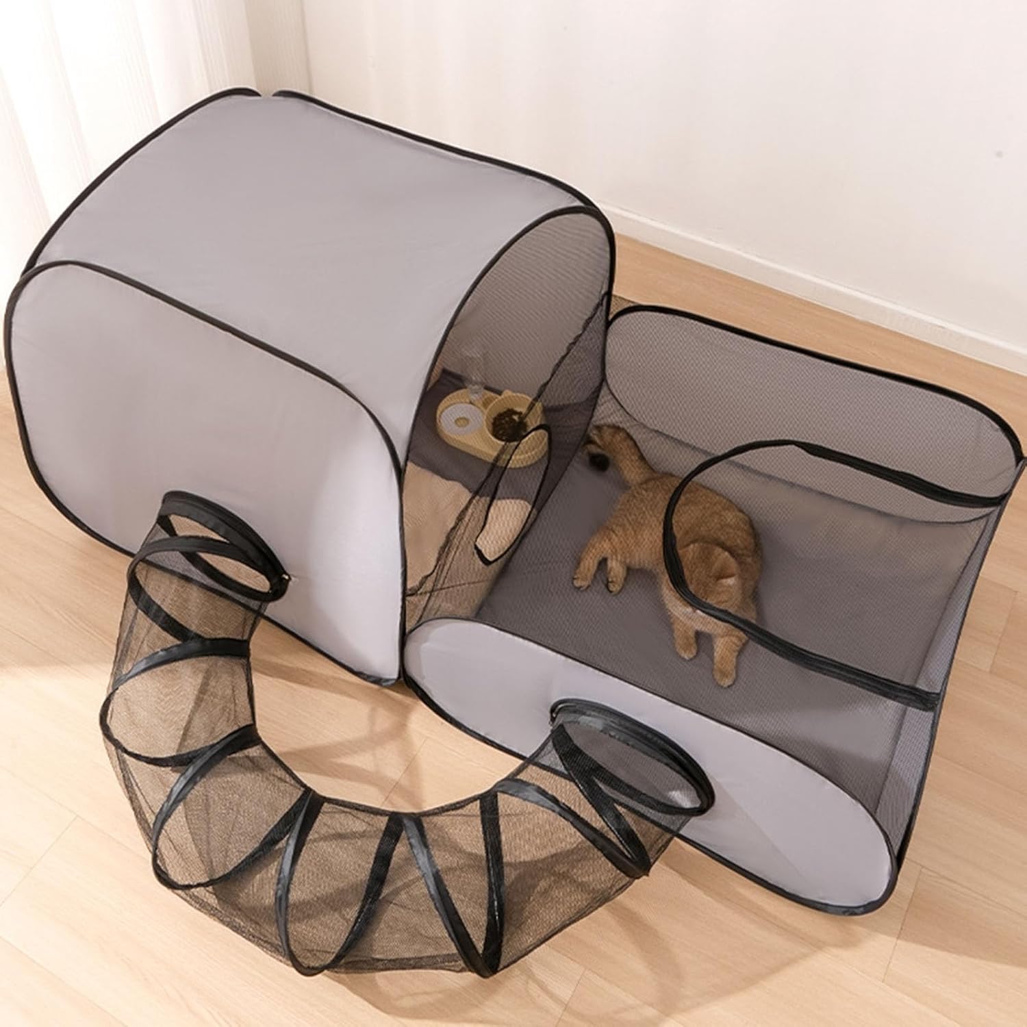 Foldable Cats Playpen Sunproof Ventilation Tunnel House for Outdoor Relaxation Shelter Resting Use Foldable Cage