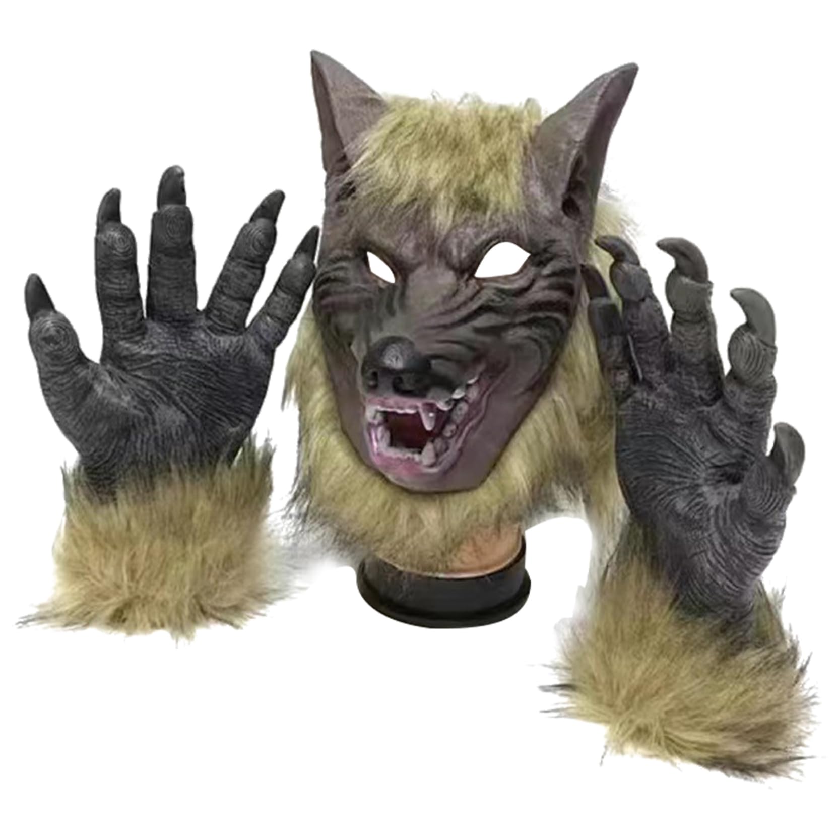 Xoeryoy Disfraz de Hombres Lobo Realista Halloween Masilla de Hombres Lobo ＆ 1 par Guantes de la Pata