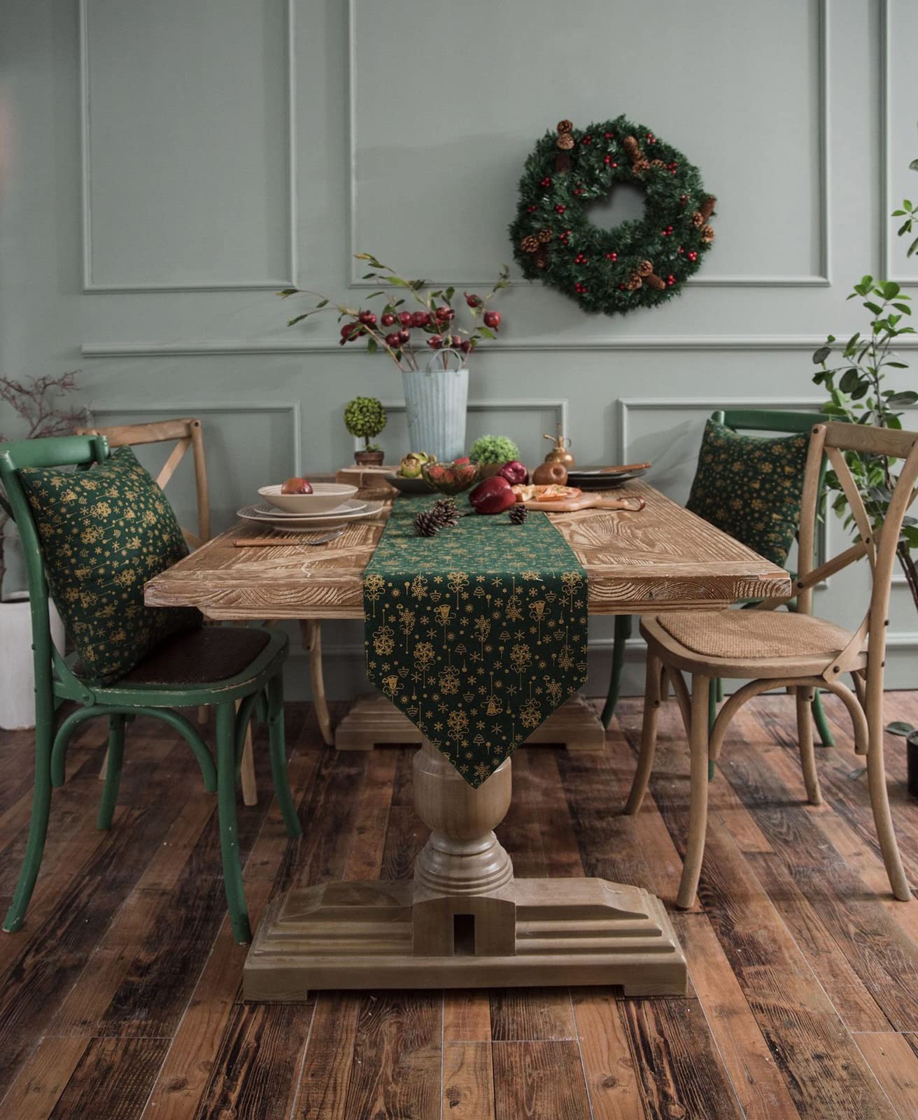 HWLL Tischläufer Tischläufer Im Amerikanischen Landhausstil 55 Zoll / 70 Zoll / 87 Zoll Lang, zu Weihnachten/Thanksgiving/Familienessen/Täglicher Gebrauch/Gedenktag