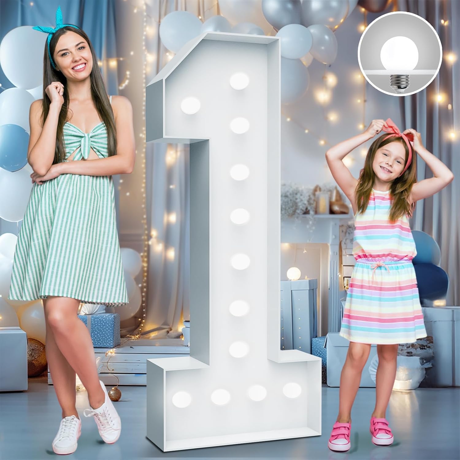 4FT Marquee Light Up Numbers - Cool White Light Up Number 6 with Fixed Water Bag, Party Decoration Large Marquee Lights Up Numbers can Be Used for Wedding Decoration, Birthday Party Deco