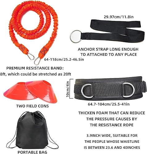 Miniatura 2 de OYINDIZ Equipo de entrenamiento de velocidad, banda elástica de resistencia multideportivo Kit de entrenamiento de resistencia mejora la velocidad